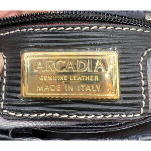 Arcadia Genuine Leather Italian-Made Black Tote Bag Gold Hardware Very Sharp!